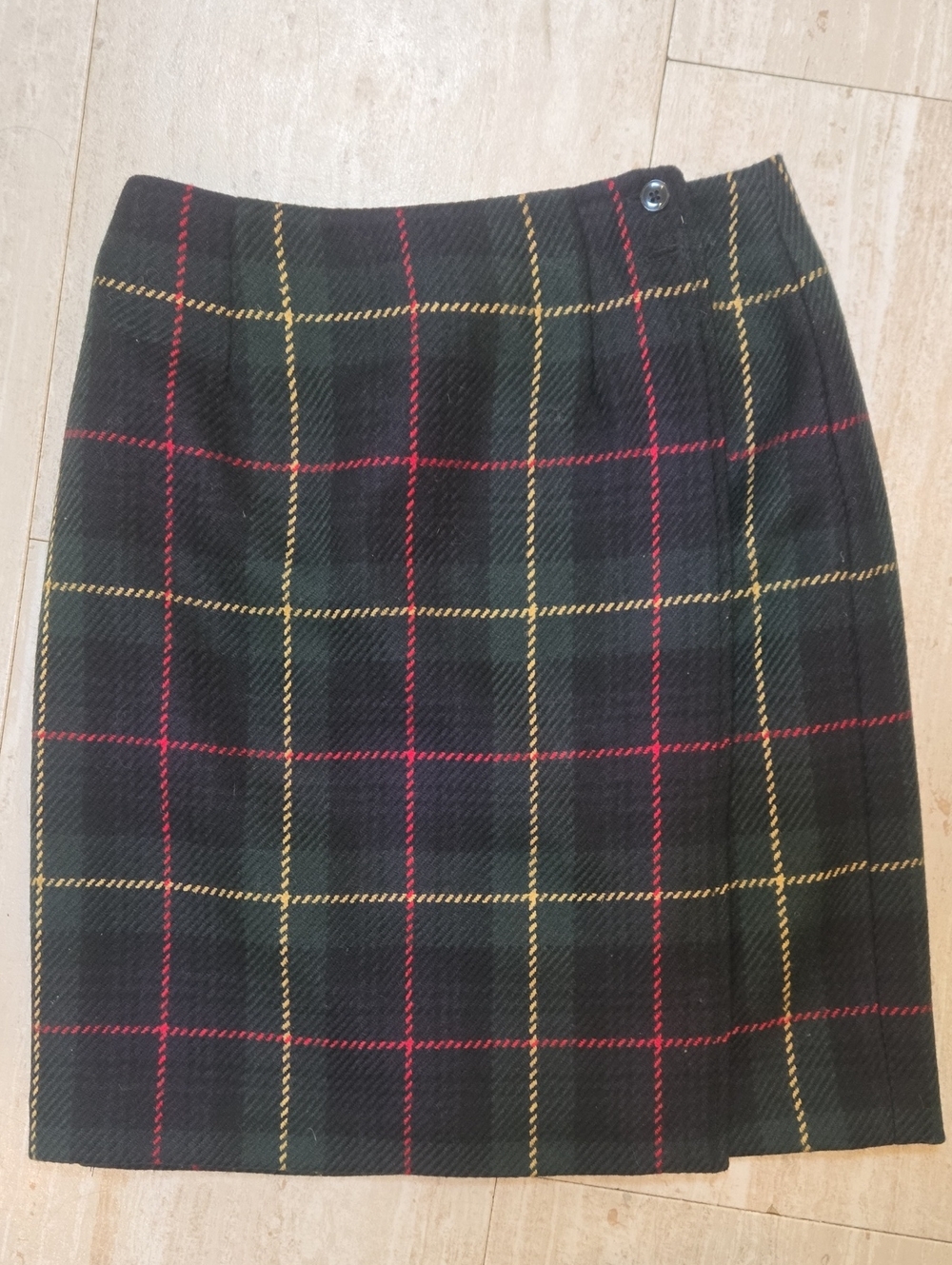 Talbot's 100% Wool Vintage Green Plaid Panel Pencil Skirt